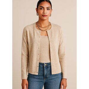 Ann Taylor M  Beige 2-Ply Cashmere Cardigan Twinset Shell Top